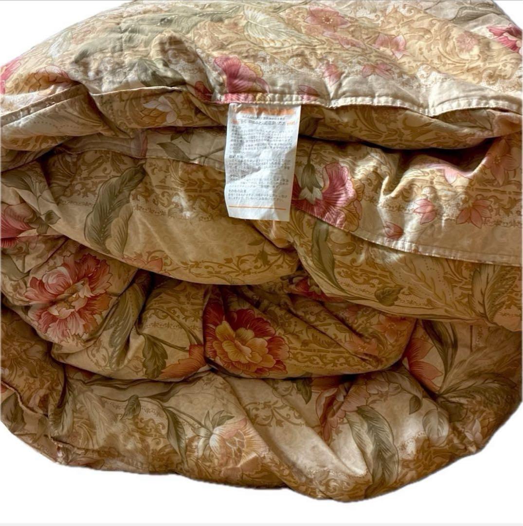 ハンガリー産ホワイトダック羽毛布団 ダブル ロイヤルゴールド 清潔美品