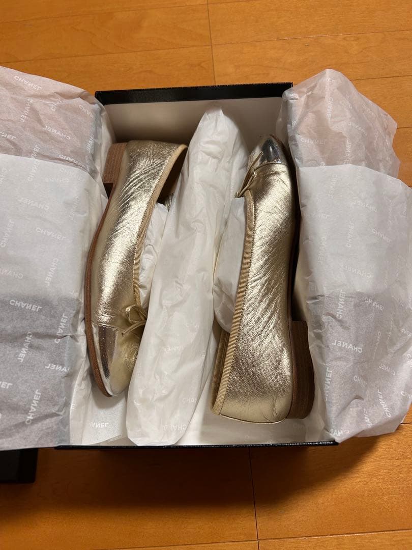 シャネル　バレリーナ　ゴールド　バレエシューズ　37C