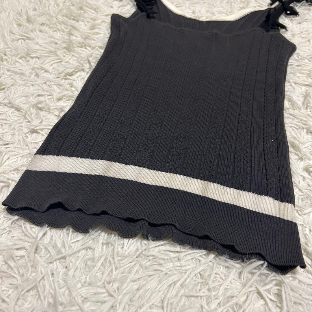 CHANEL シェルロゴプレート リボン 襟付き リブニットキャミソール シルク