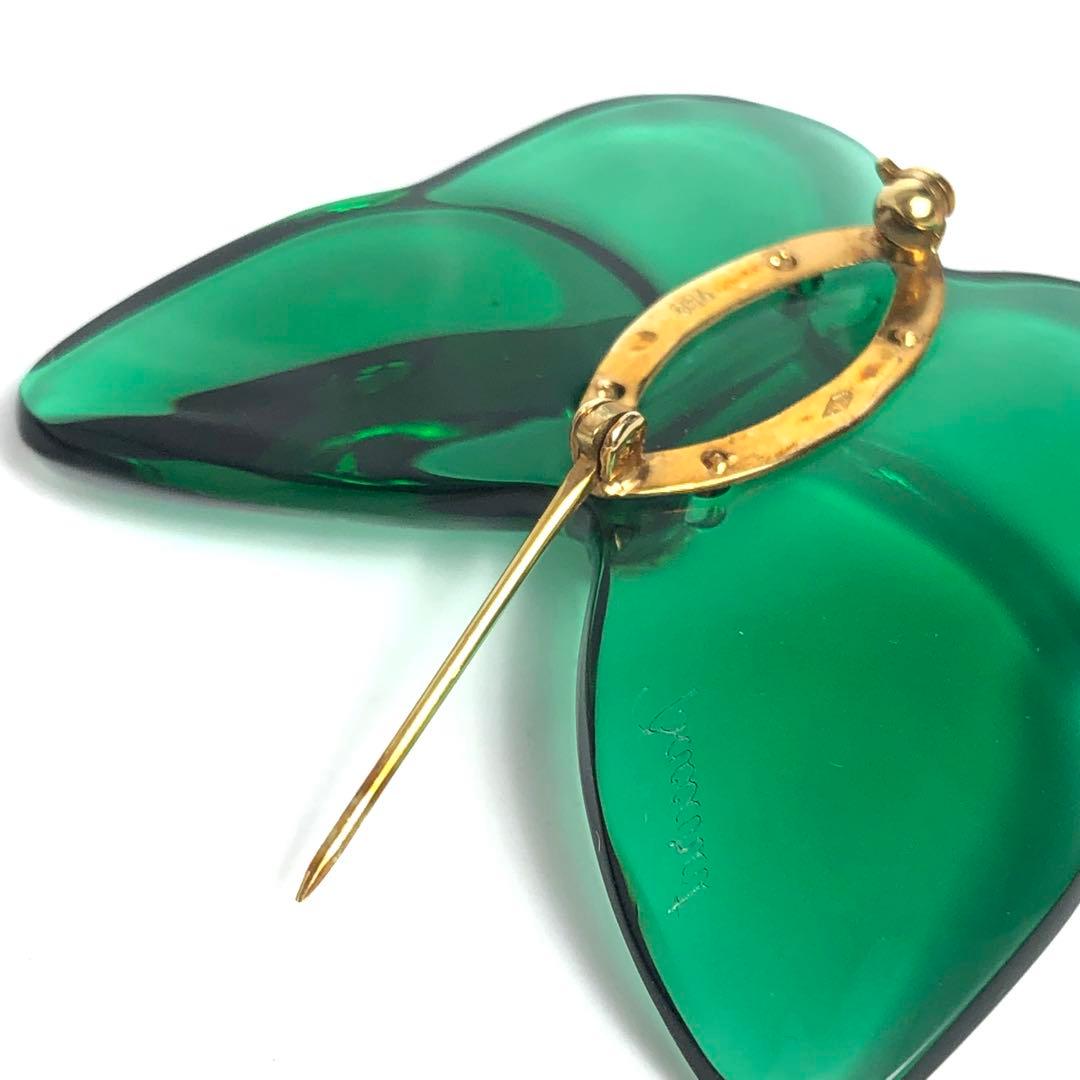Baccarat バカラ ブローチ 蝶々 750 グリーン系 クリスタル 緑