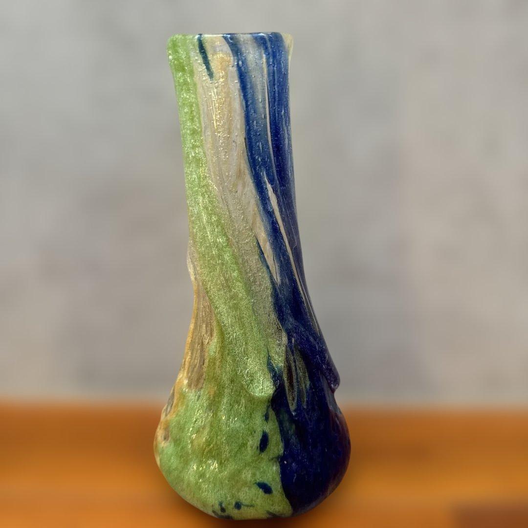 稲嶺盛吉.宙吹ガラス.花瓶.琉球ガラス.大きめ