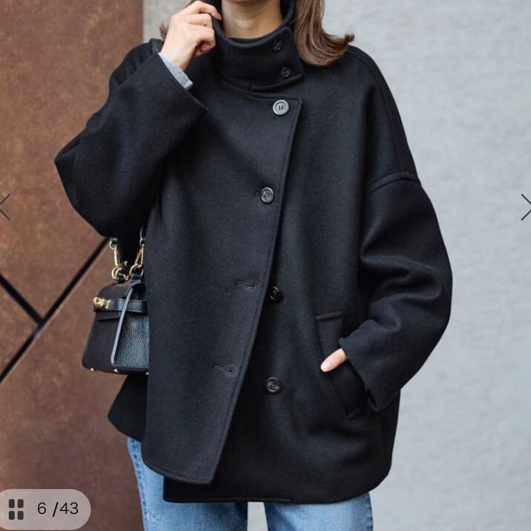 【美品✨️】FRAMeWORKメルトンコクーンコート 3 ブラック