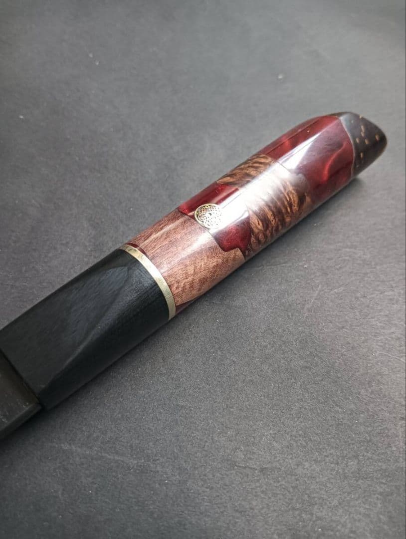 VG10 黒打ち3層ダマスカス牛刀包丁240mmmmレッドブラウンマーブルレジン