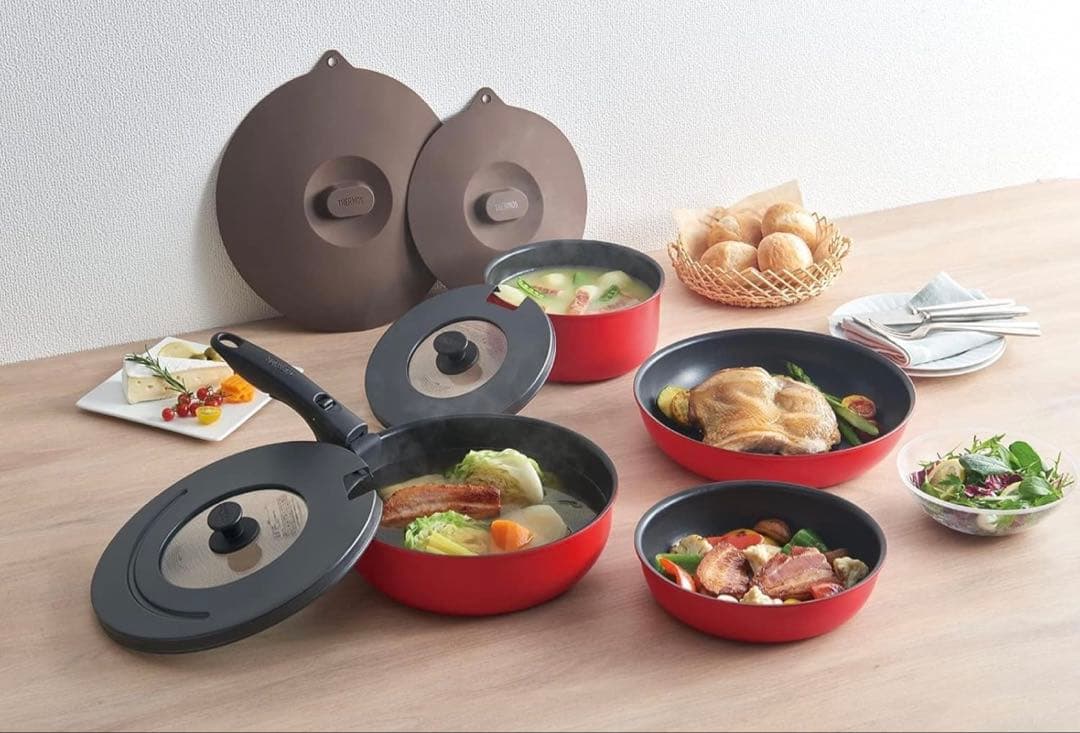 新品 サーモス デュラブルシリーズ 取っ手のとれるフライパン9点セット