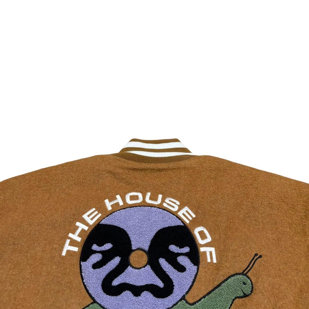 オベイ OBEY ウール混 スタジャン ブルゾン ビッグ刺繍 裏地キルティング