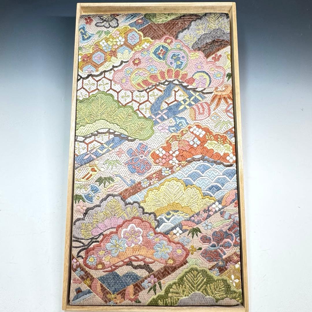 a*e様 【美品】豪華絢爛 富久露帯 戳沙 全通柄 刺繍 袋帯 桐箱付 中国技法