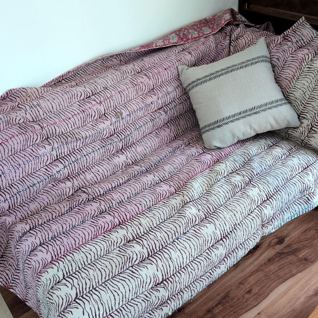 ピンク花柄 ブロックプリント ヴィンテージカンタキルト　ラリーキルト 690