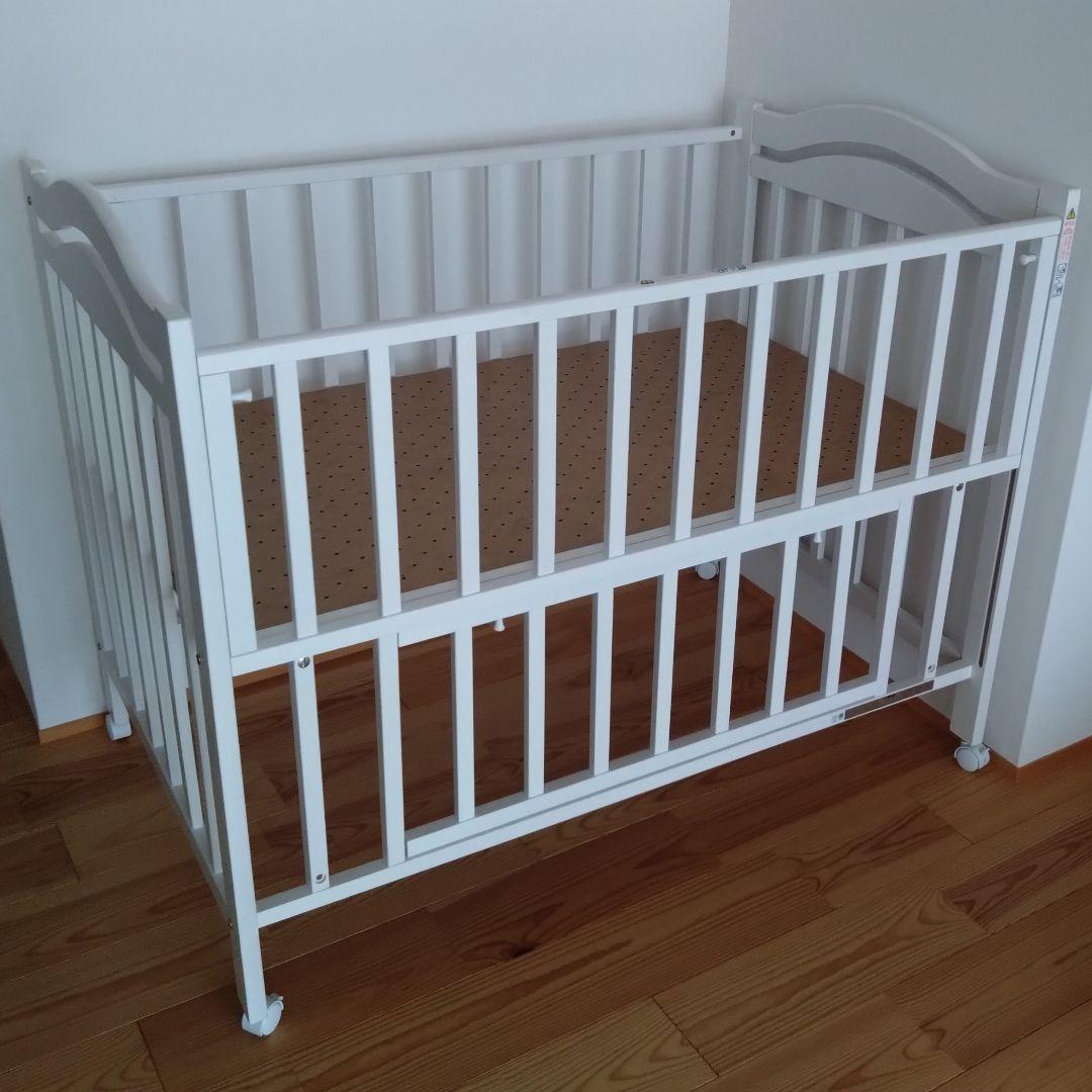 【美品】Alice ベビーベッド ハイタイプ ホワイト 日本製