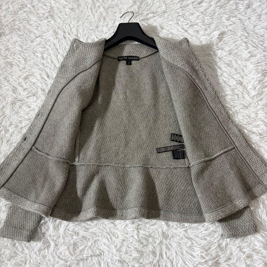 美品　ラルフローレン　カシミヤ混カーディガン　ペプラム　エンブレムボタン