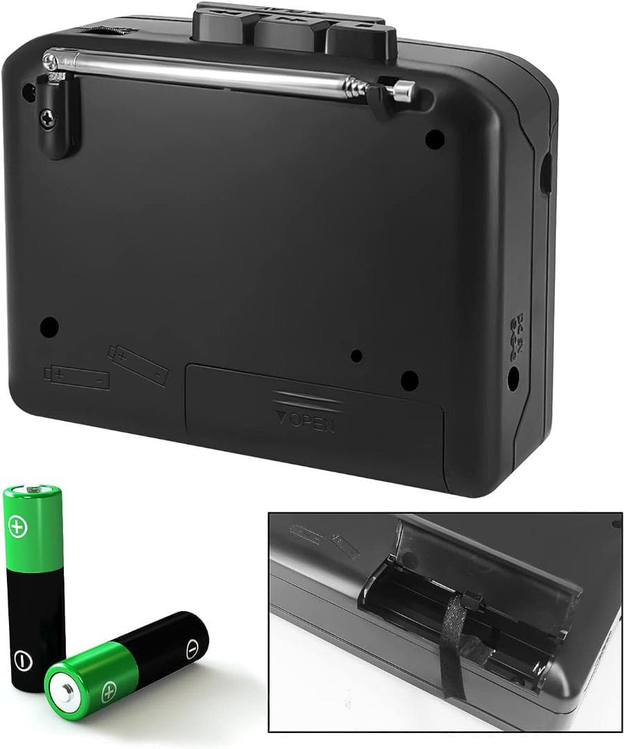 ポータブルカセットプレーヤー AM/FMラジオ機能付き 超軽量・コンパクト