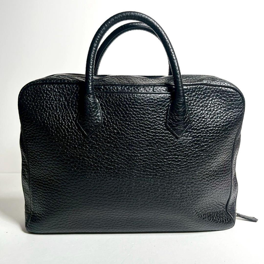 【極上美品・使用感少ない✨】hinn エンボスレザー ビジネスバッグ 黒