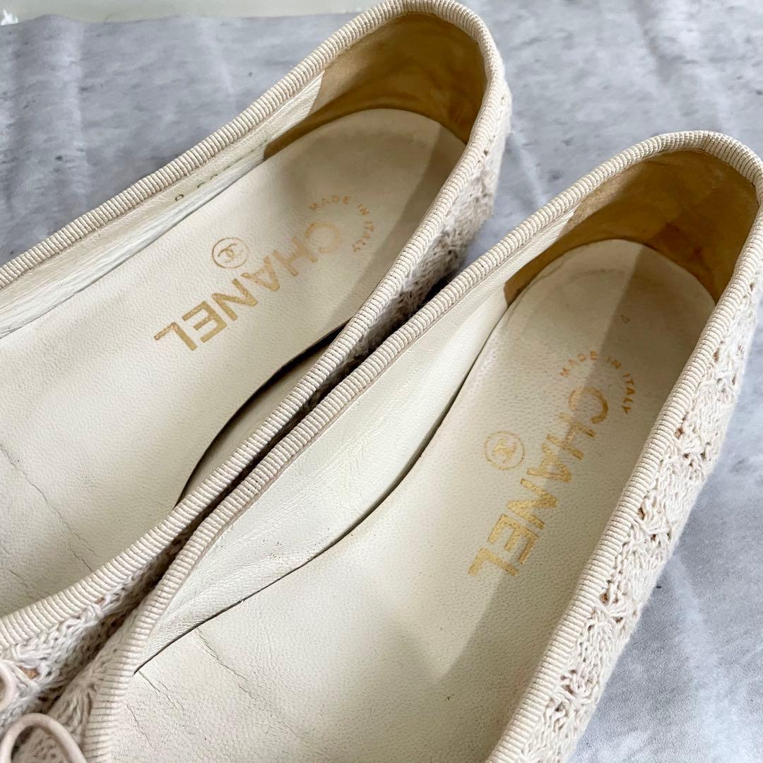 CHANEL バレエシューズ リボン ココマーク レース 35 1/2 23㎝