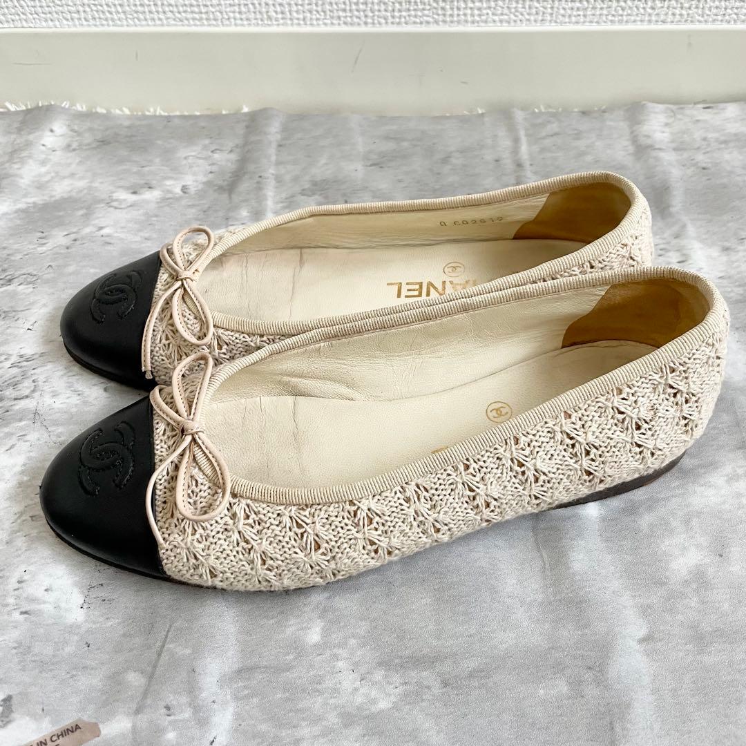 CHANEL バレエシューズ リボン ココマーク レース 35 1/2 23㎝