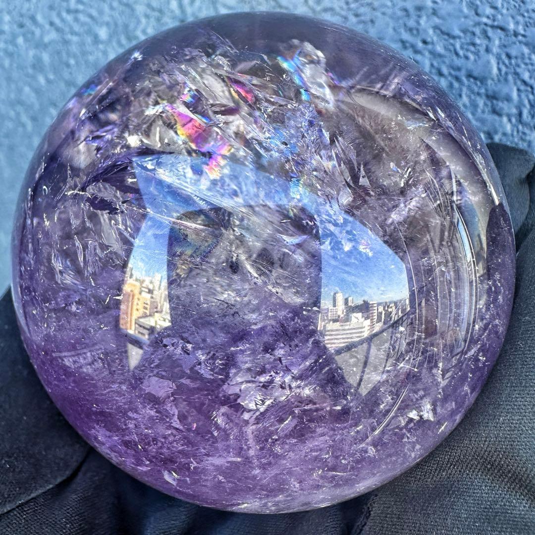 しずく♡超美品♡レインボー☆アイリスアメジストスフィア丸玉 A1330