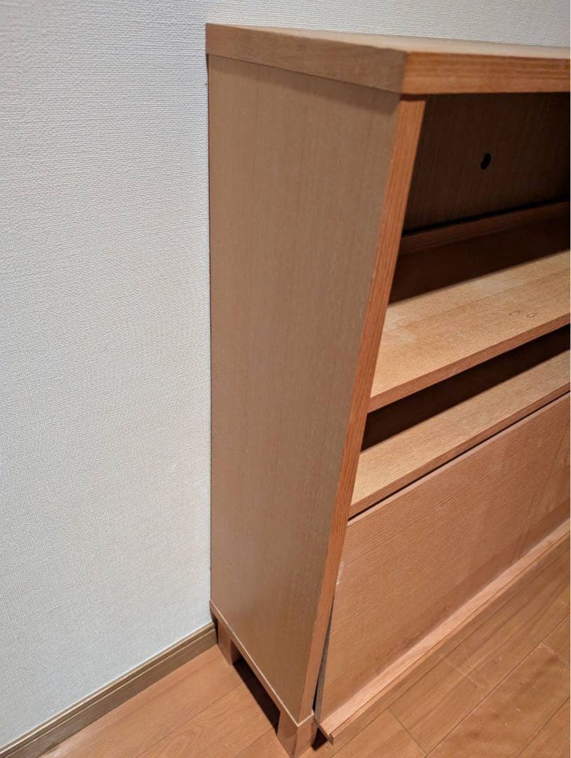 ■送料込■無印良品 木製薄型 シェルフロータイプワイド マガジンホルダー付