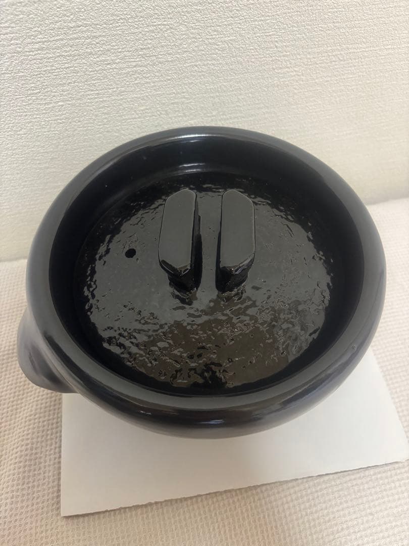 新信楽 雲井窯　御飯鍋　黒楽　二合炊き　新品未使用