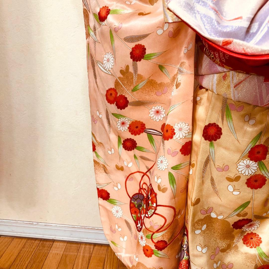 七五三7歳❣️可愛い桃色暈し太鼓菊金彩煌びやか極めてる❣️完全フルセット秀品