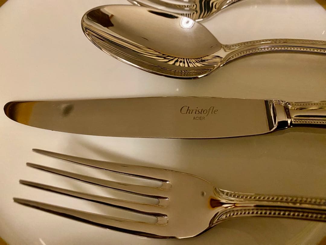 【お手入れ楽々☆ステンレス製】クリストフル パール カトラリーセット