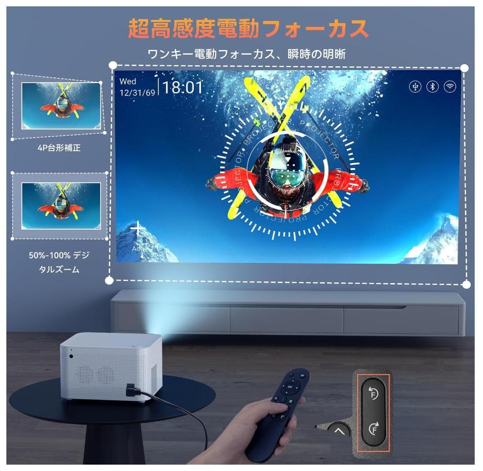 ⭕新品・未開封【プロジェクター 小型 15000lm 4K対応 】