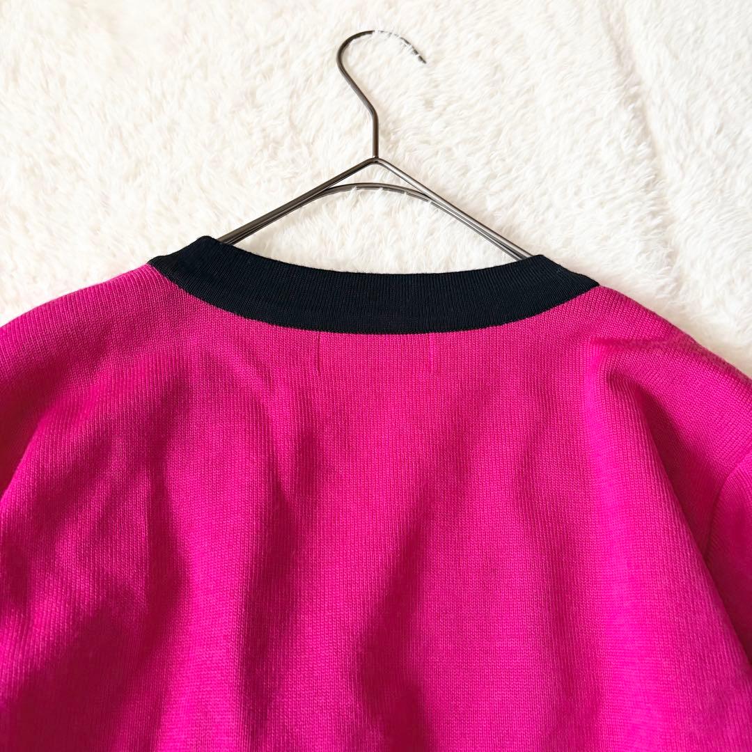 6270 希少✨ イヴサンローラン ニットカーディガン M ピンク 金ボタン