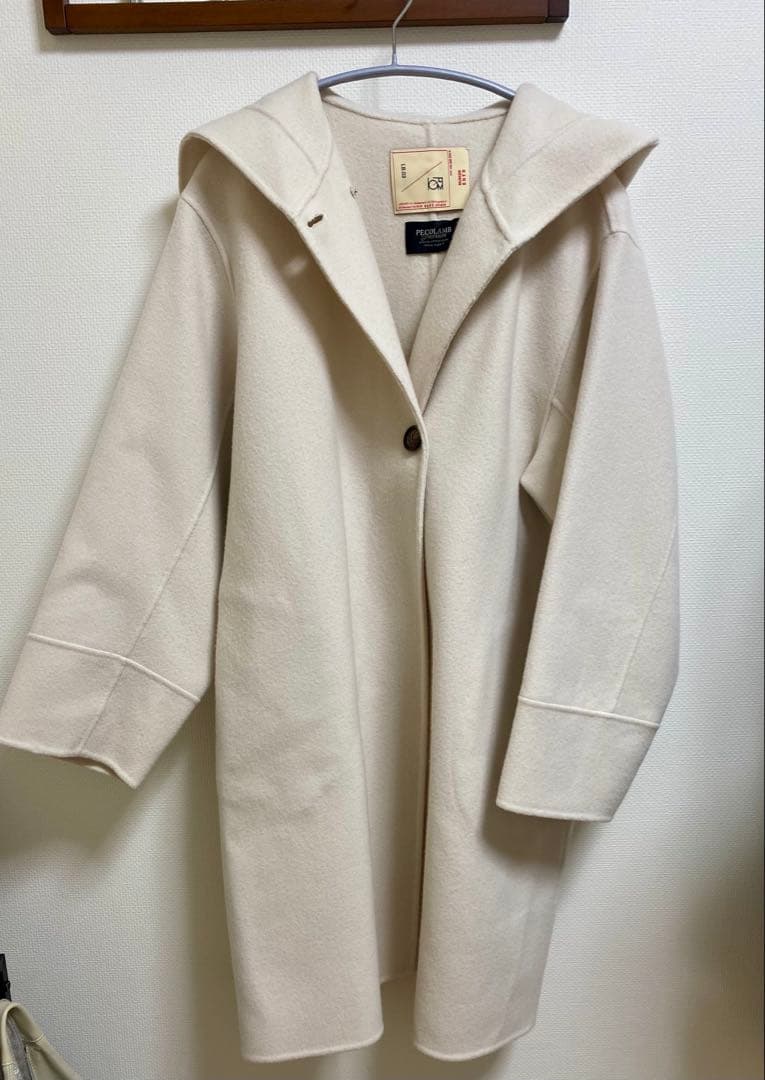 nano・universe スーパー140ウールリバーフードコート 白