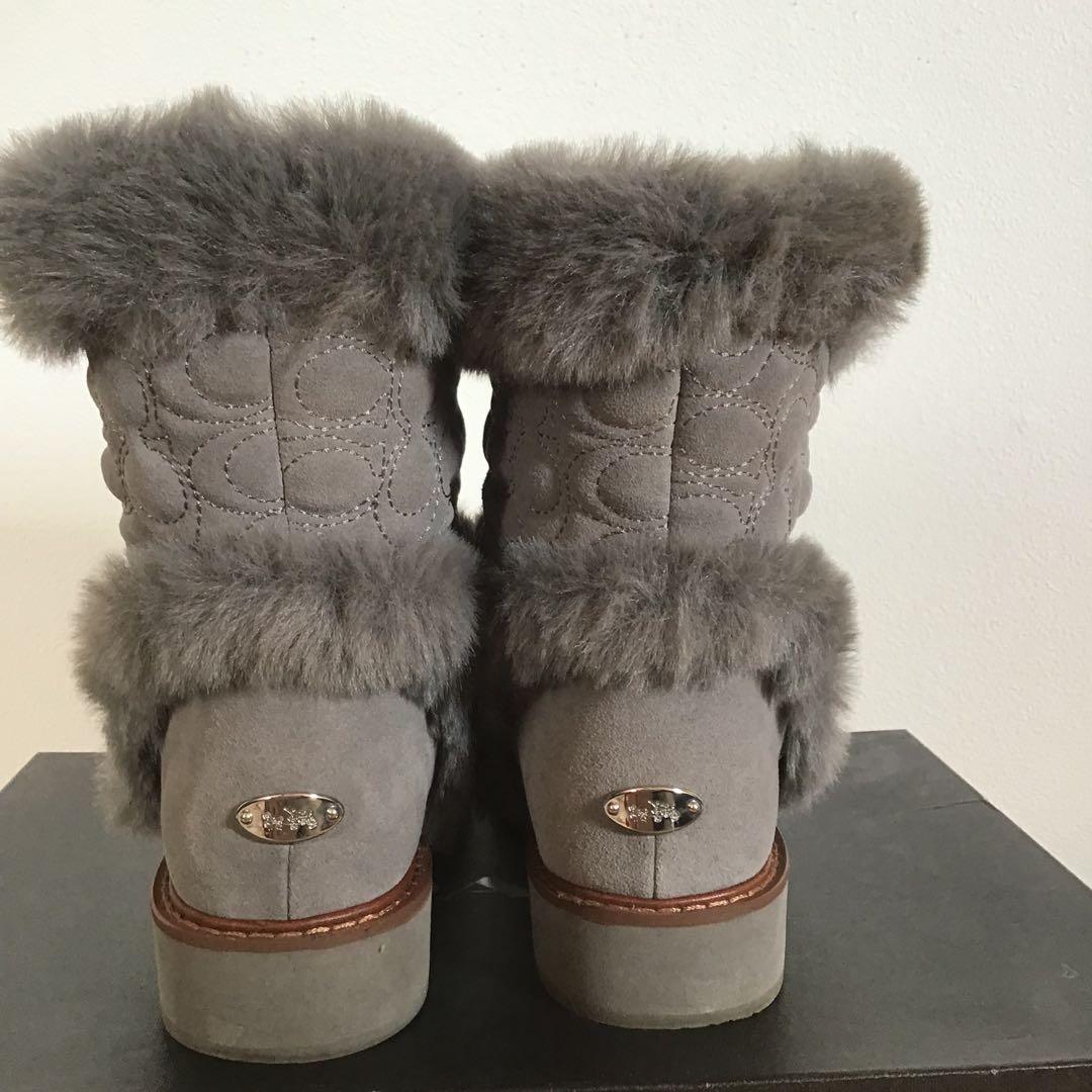 COACH ムートンブーツ 24cm グレー ほぼ未使用