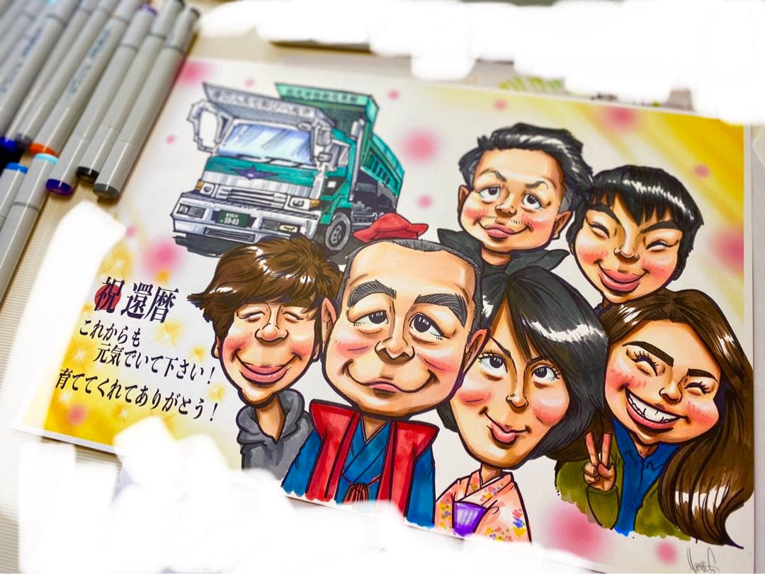 世界で1枚のオーダーメイド似顔絵★敬老の日★ご両親へのプレゼント★感謝の気持ち