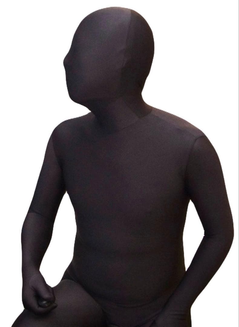 即購入OK。Mサイズ男性用光沢黒色凸仕様ゼンタイフルフェイスマスク全身タイツ