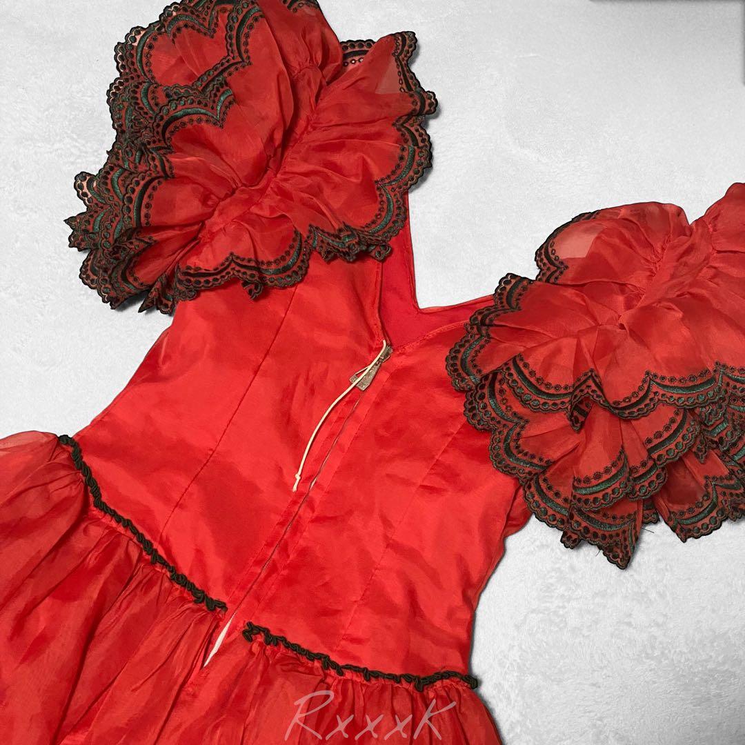 【スペイン製】RONEY フラメンコドレス 衣装 ワンピース フリル 赤