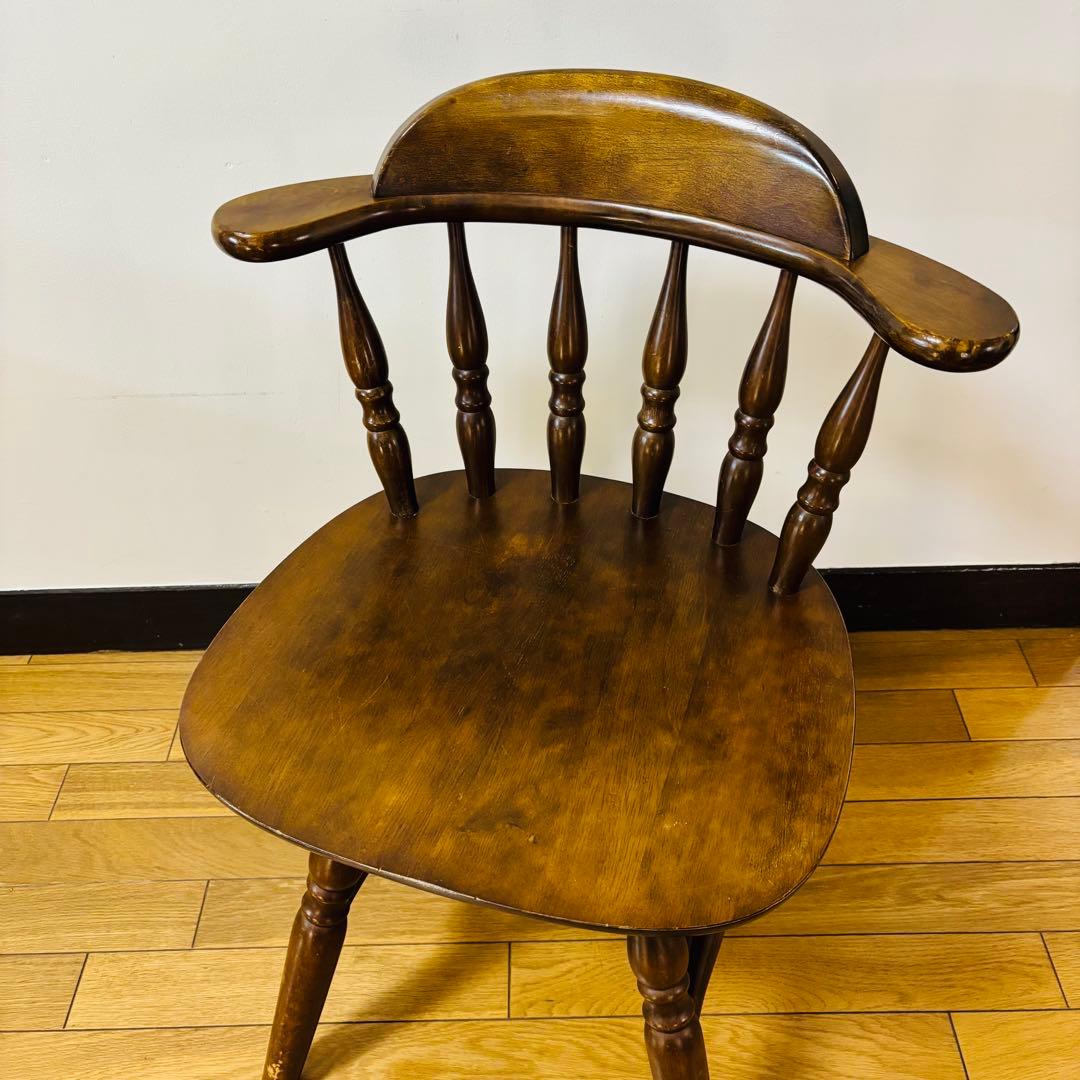 希少品　飛騨家具　ウィンザーチェア　回転チェア　昭和レトロ　ヴィンテージ　送料込