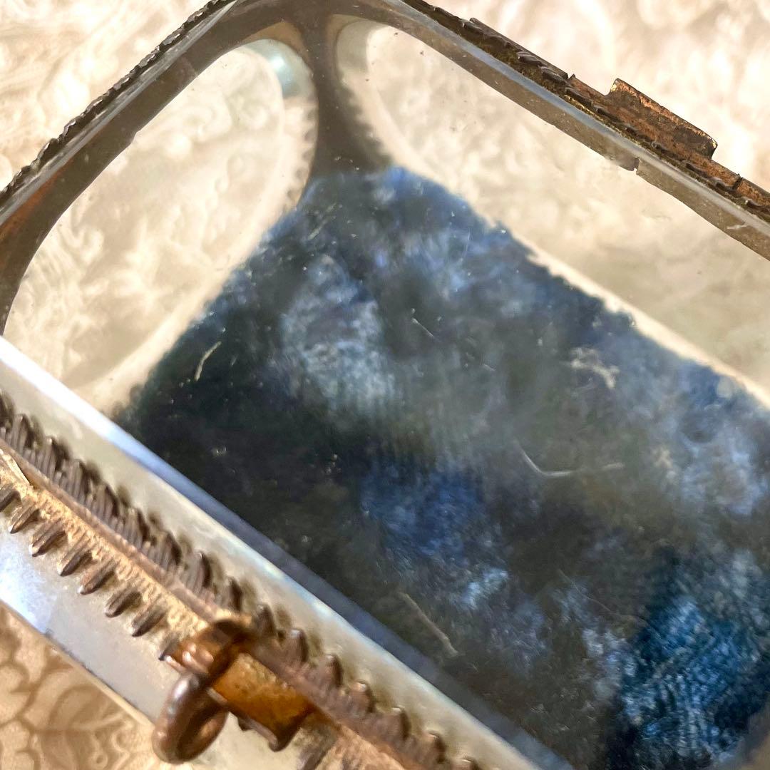 ベベルガラスジュエリーボックス　アクセサリーケース　フランスアンティーク