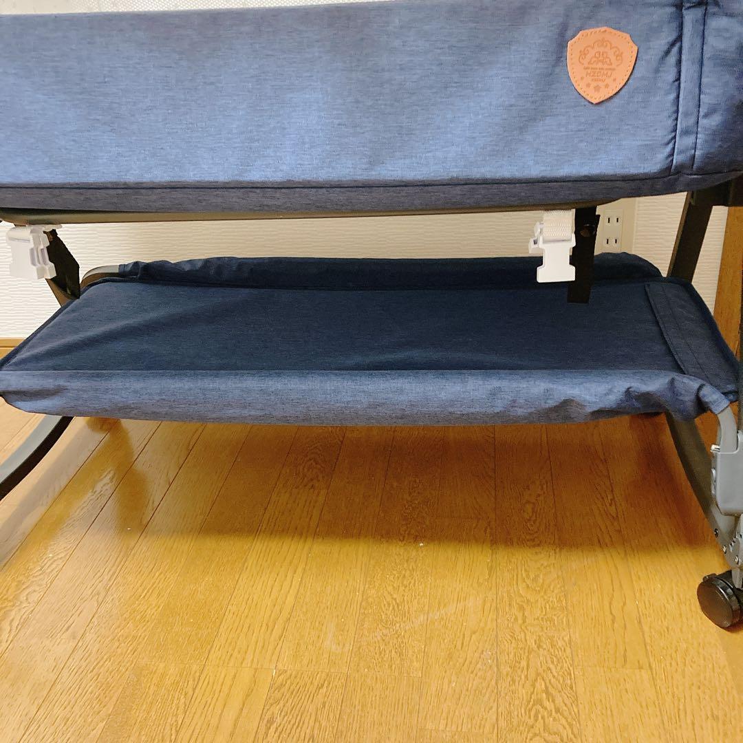 HZDMJ ベビーベッド　ネイビー 高さ調整可能　折り畳み可能