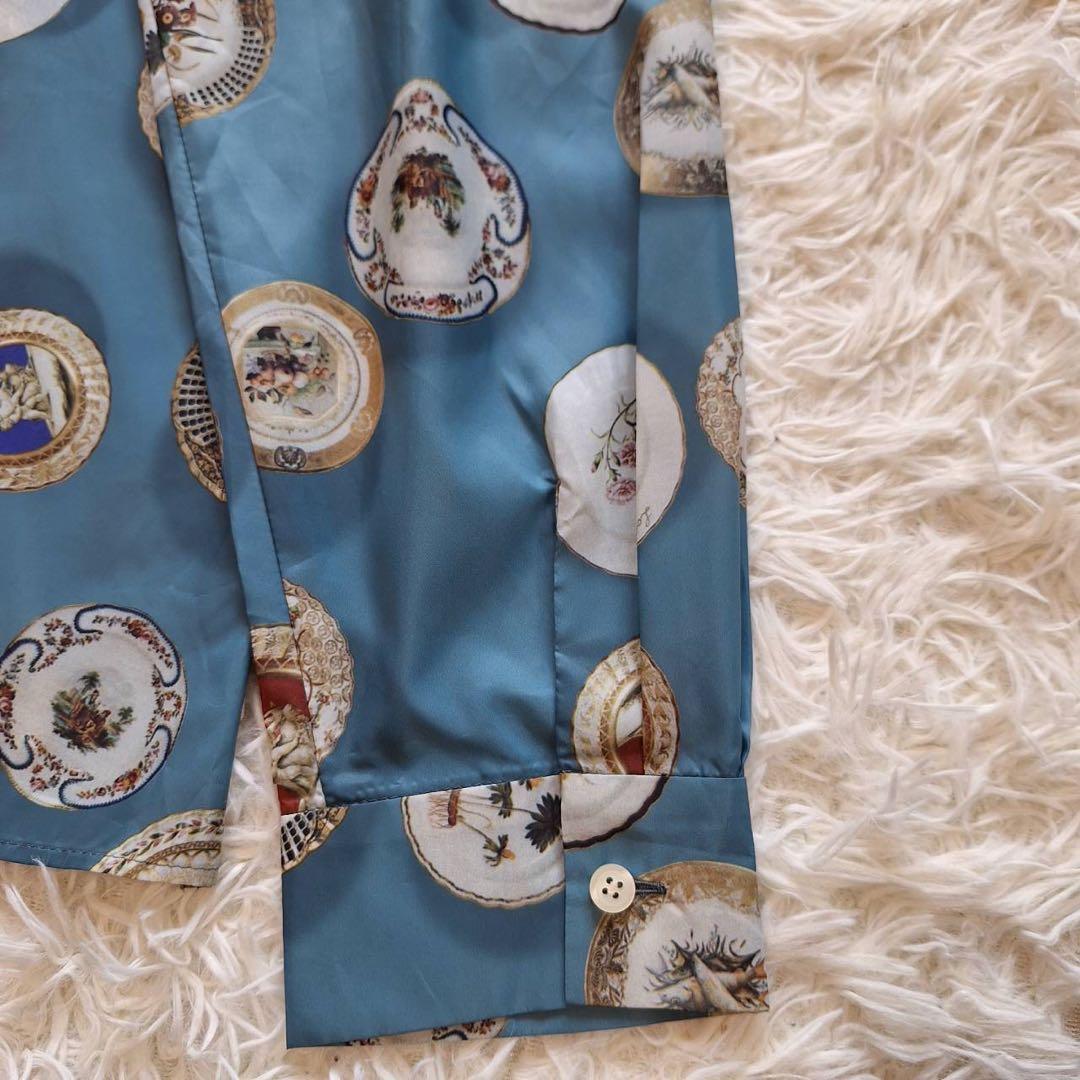 新品タグ付✨希少 ロイスクレヨン ロイヤルプレートブラウス フリル 総柄 M