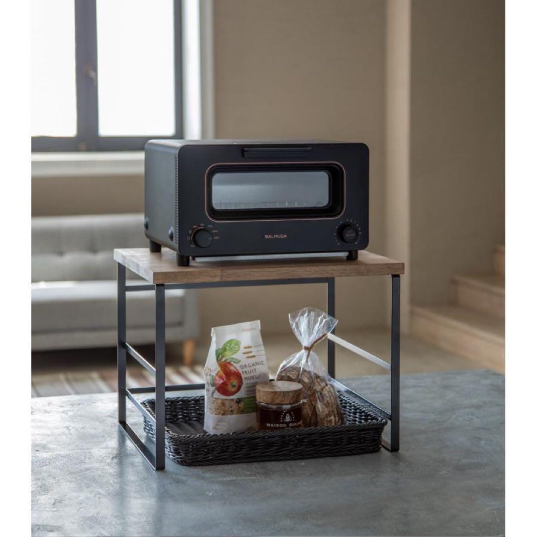 E-43813ラバーウッド トースターラックバスケット付 ブラック