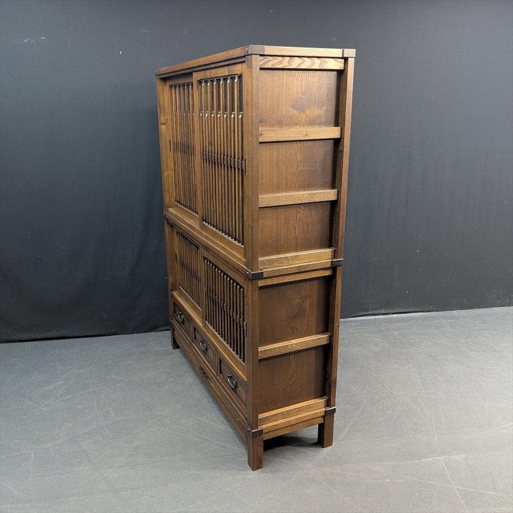 美品　　水屋箪笥　食器棚　キャビネット　キッチンボード　飾り棚　格子　引き戸