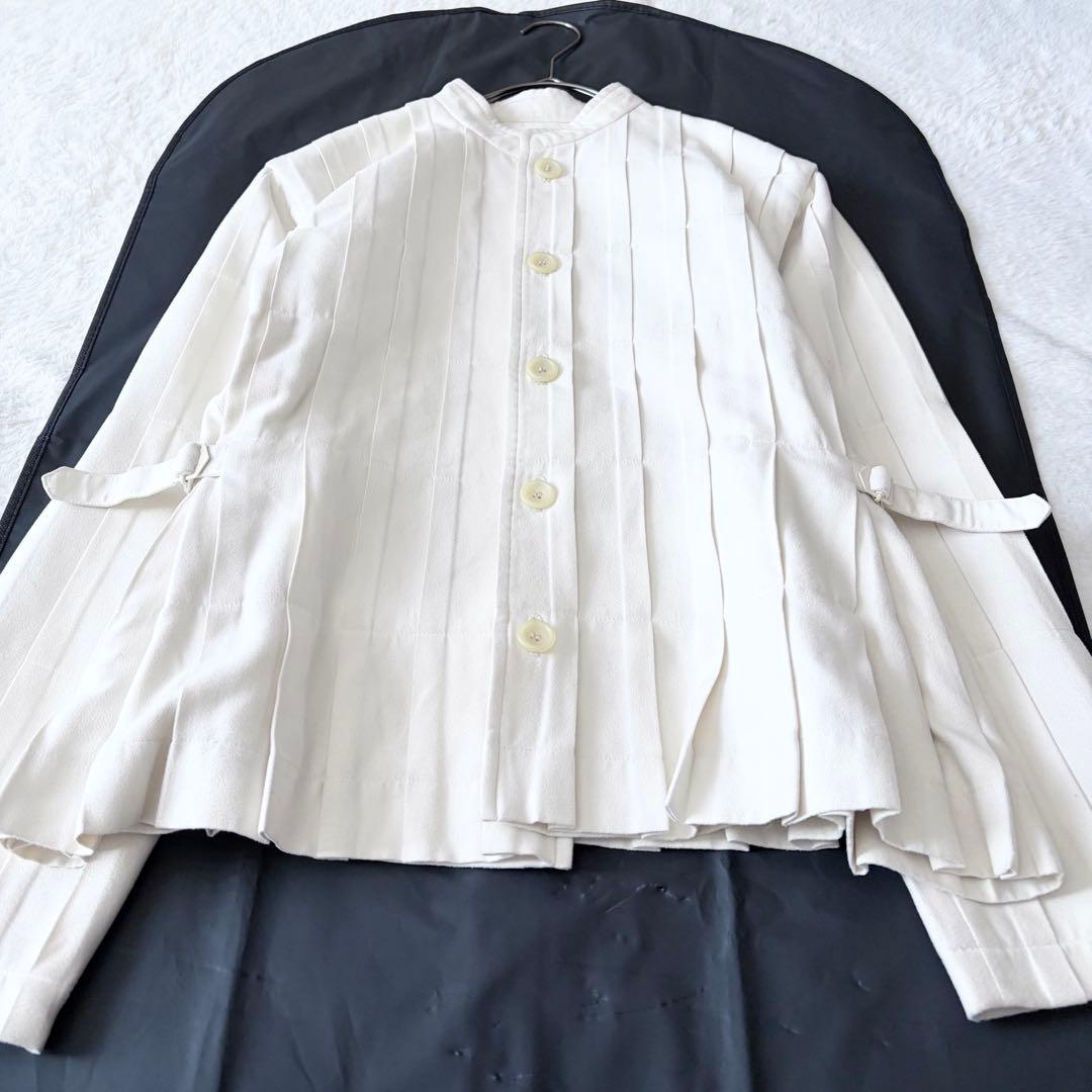 6163 【希少】 イッセイミヤケ プリーツ シャツジャケット クリーム 1