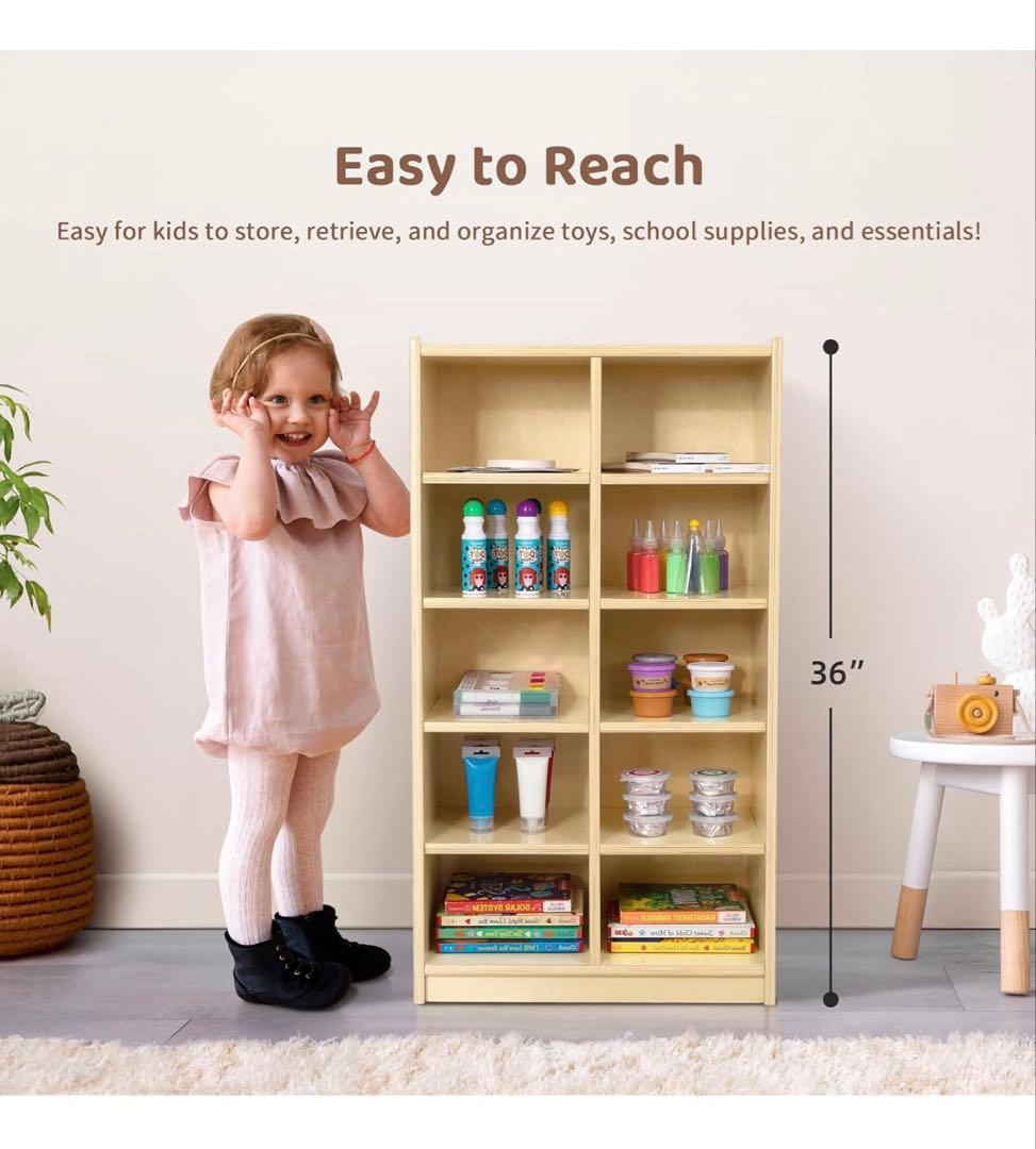 本棚 5段 十区画 モンテッソーリ収納棚 大容量 幅60 高さ91 奥行30cm