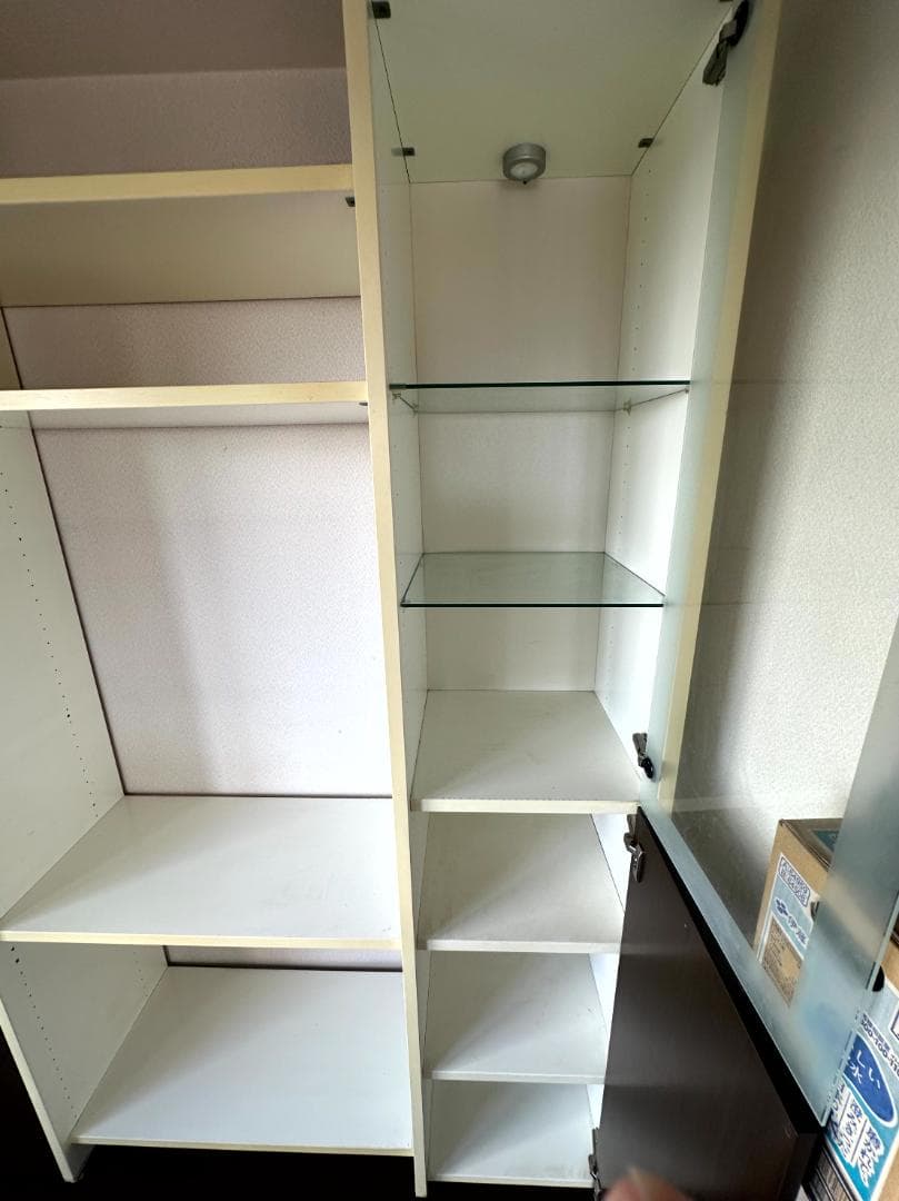 大型 壁面収納棚 ガラス扉キャビネット 208x166x40
