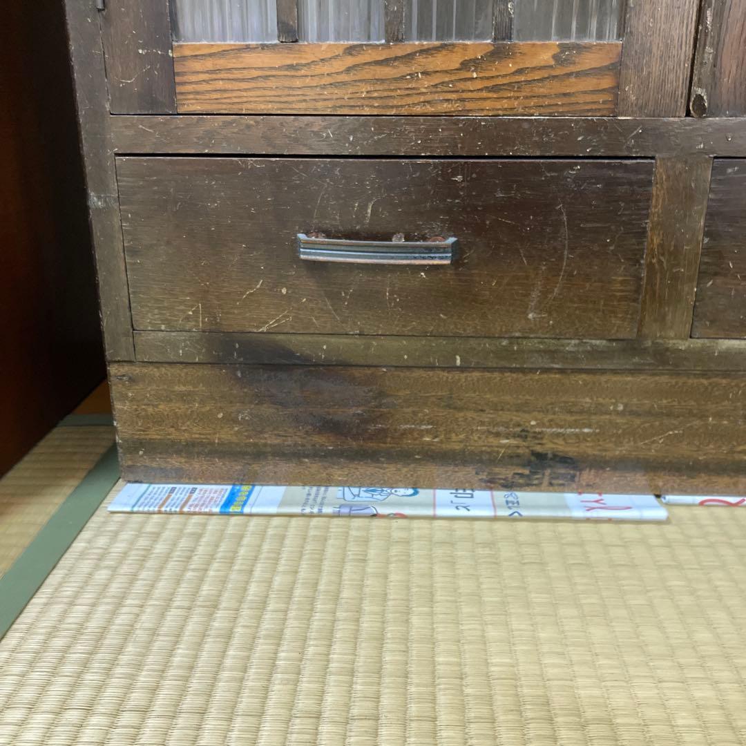 昭和レトロ　木製ガラス扉付き本棚