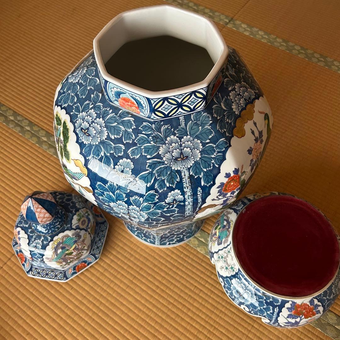 藤井錦彩窯 古伊万里風 立壺 約100cm
