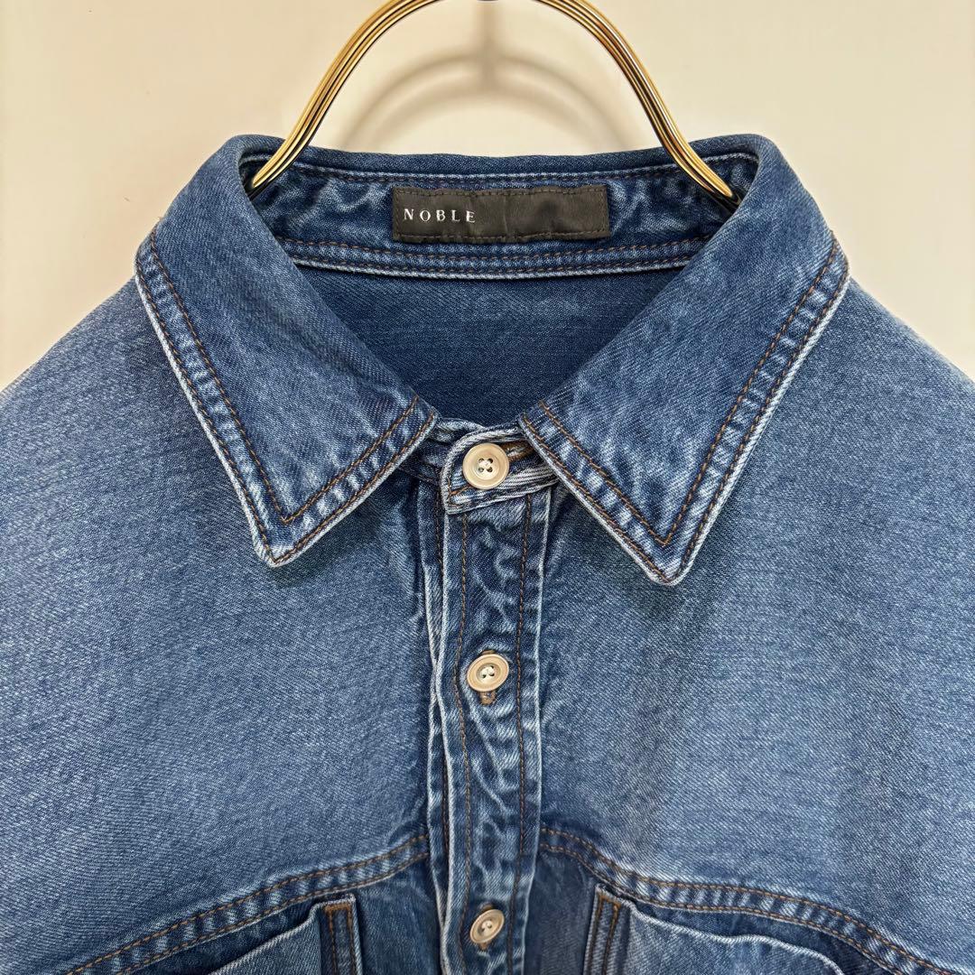 【NOBLE 】現行モデル　デニムシャツ　フェードカラービックポケットシャツ