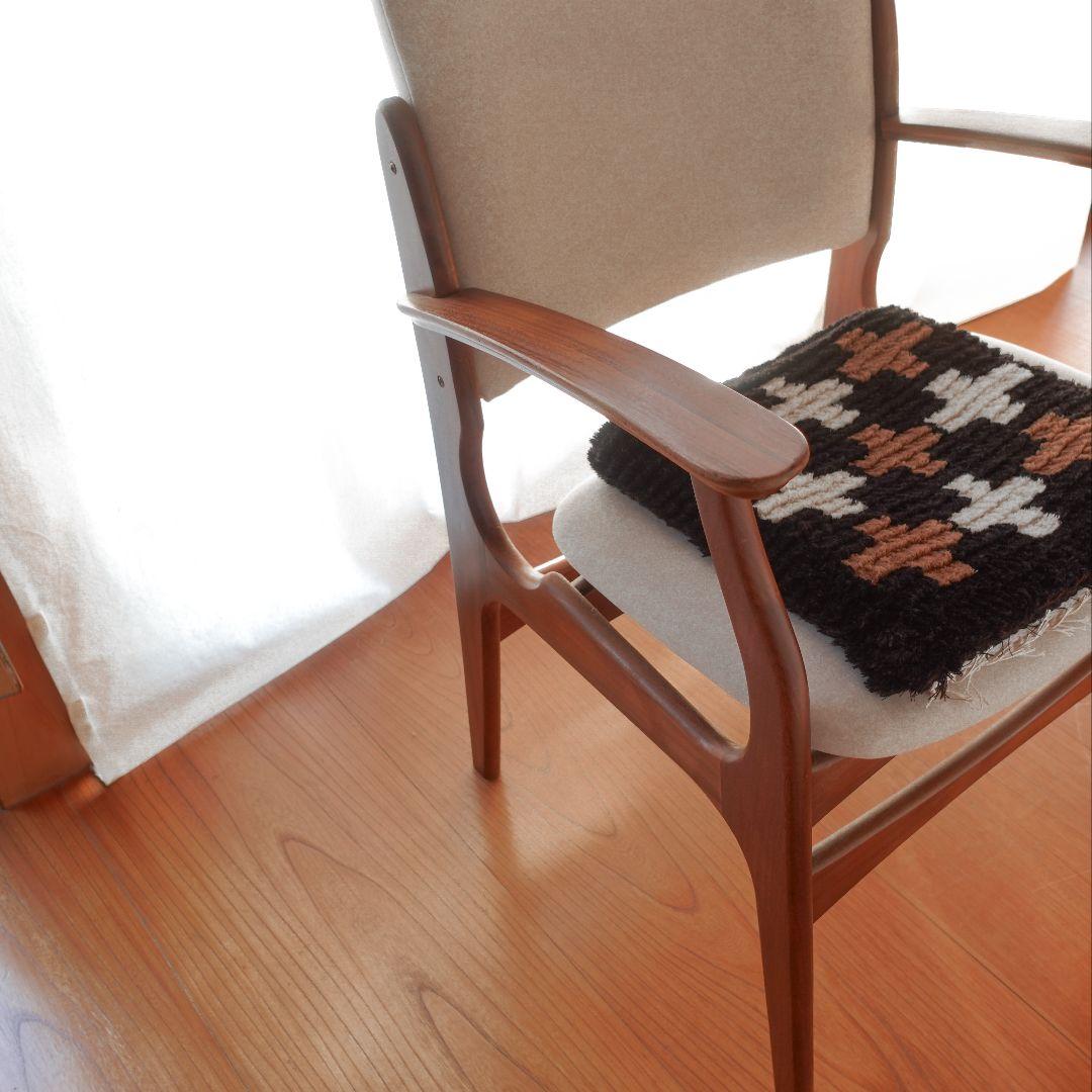 【一点物】【手染め糸】ノッティング織 椅子敷き 006