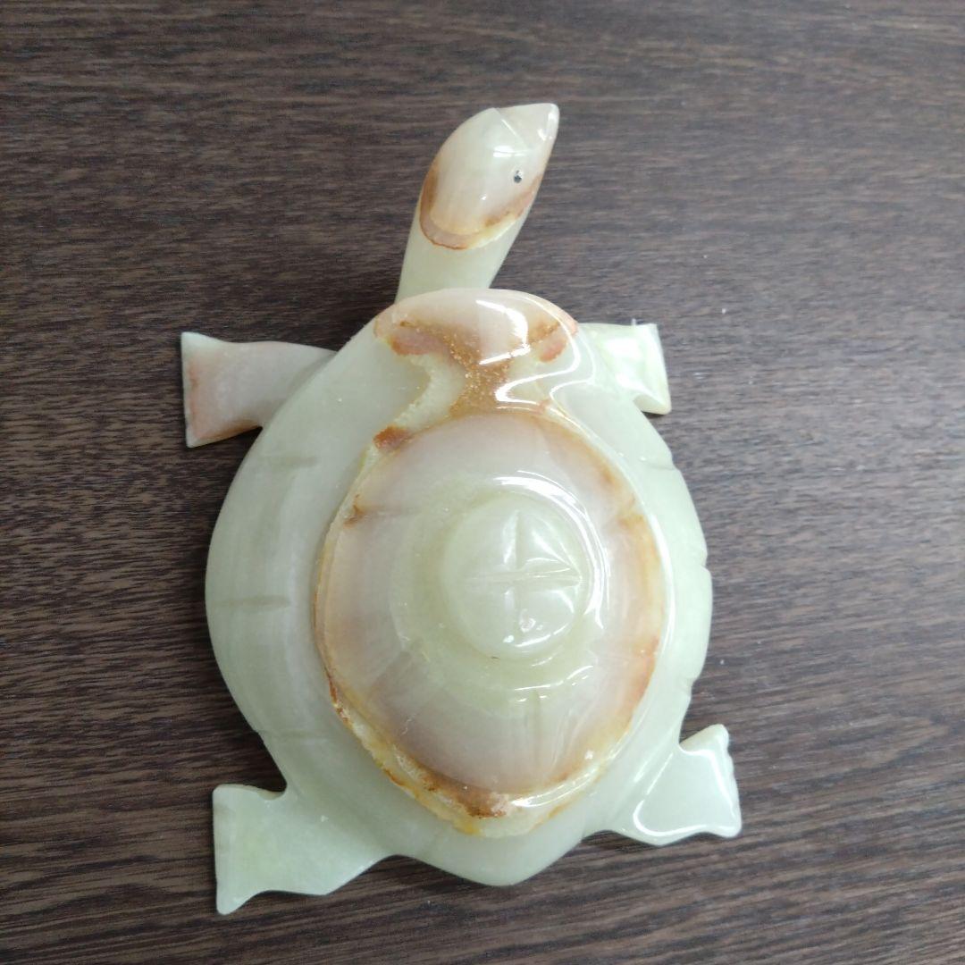 大理石　石色厳選　海亀　置物