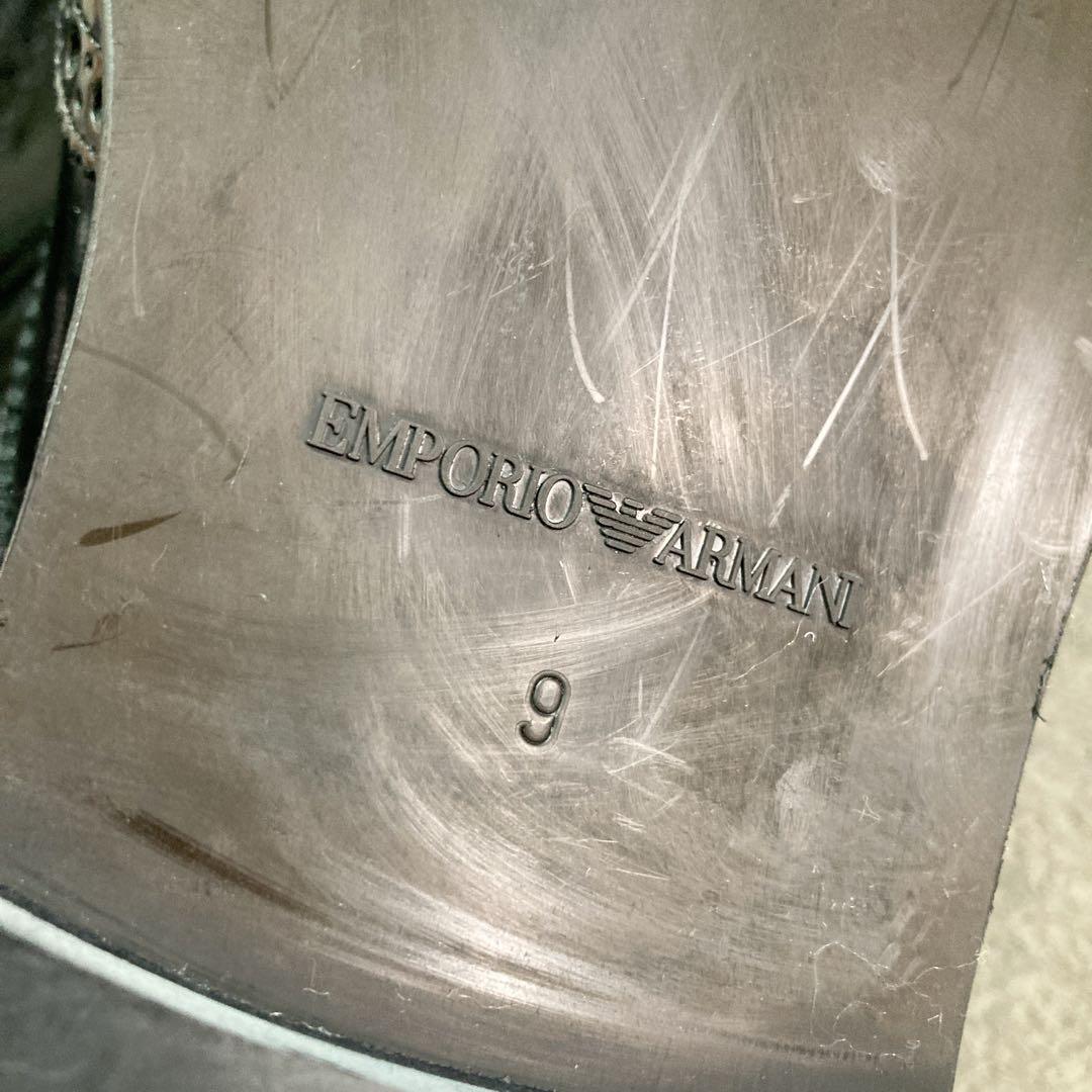 【新品】エンポリオアルマーニ レザー ビジネスシューズ 9 BK ウィングチップ