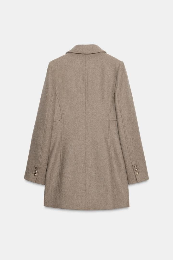 ZARA ウール混紡ショート丈ダブルブレストコート ライトミンク S