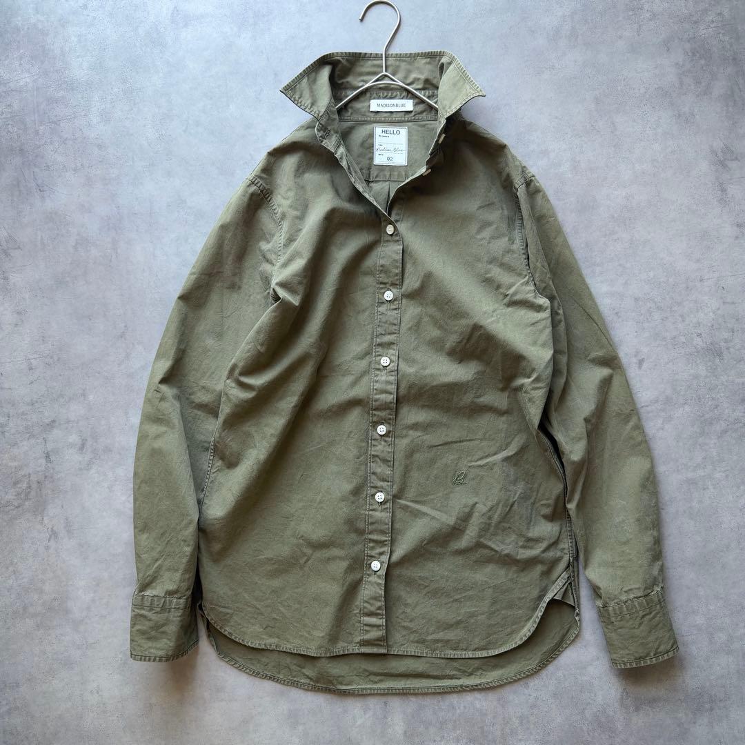 【MADISONBLUE】マダムシャツ ウォッシュドアウト カーキ コットン02
