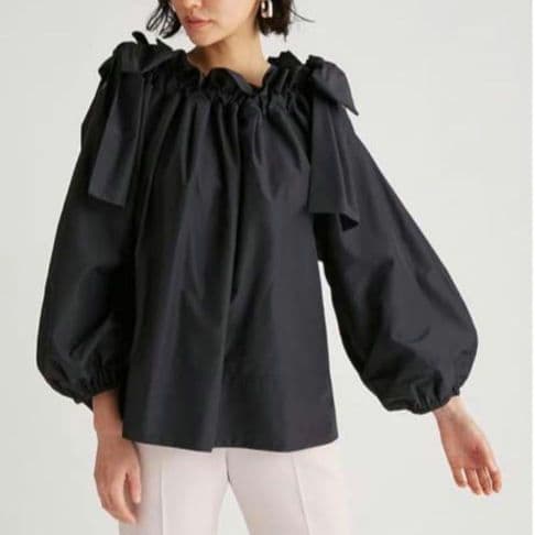 CELFORD ショルダー リボン ギャザー ブラウス size Free