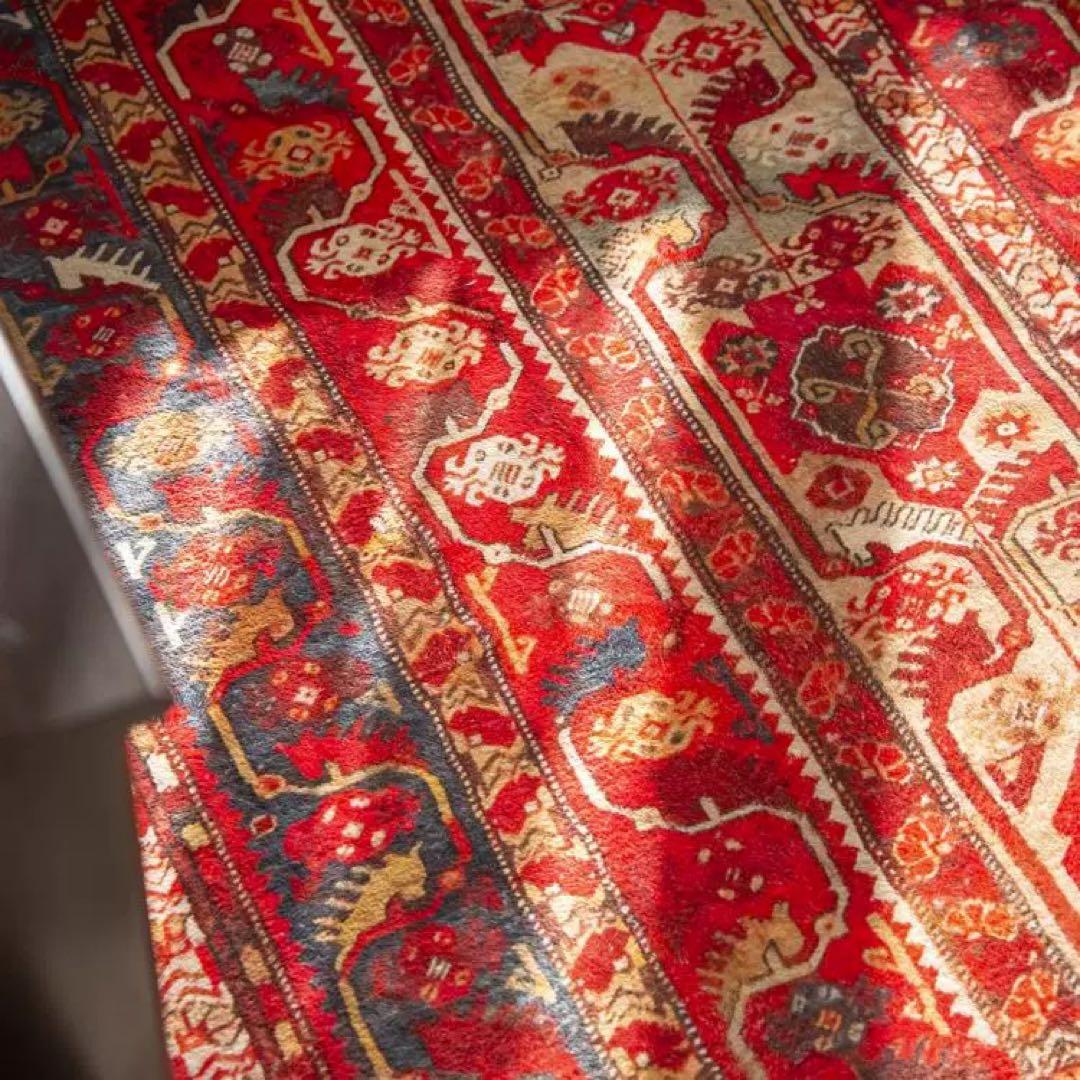 【ねこのいわし】ヴィンテージ赤ラグ 160×230