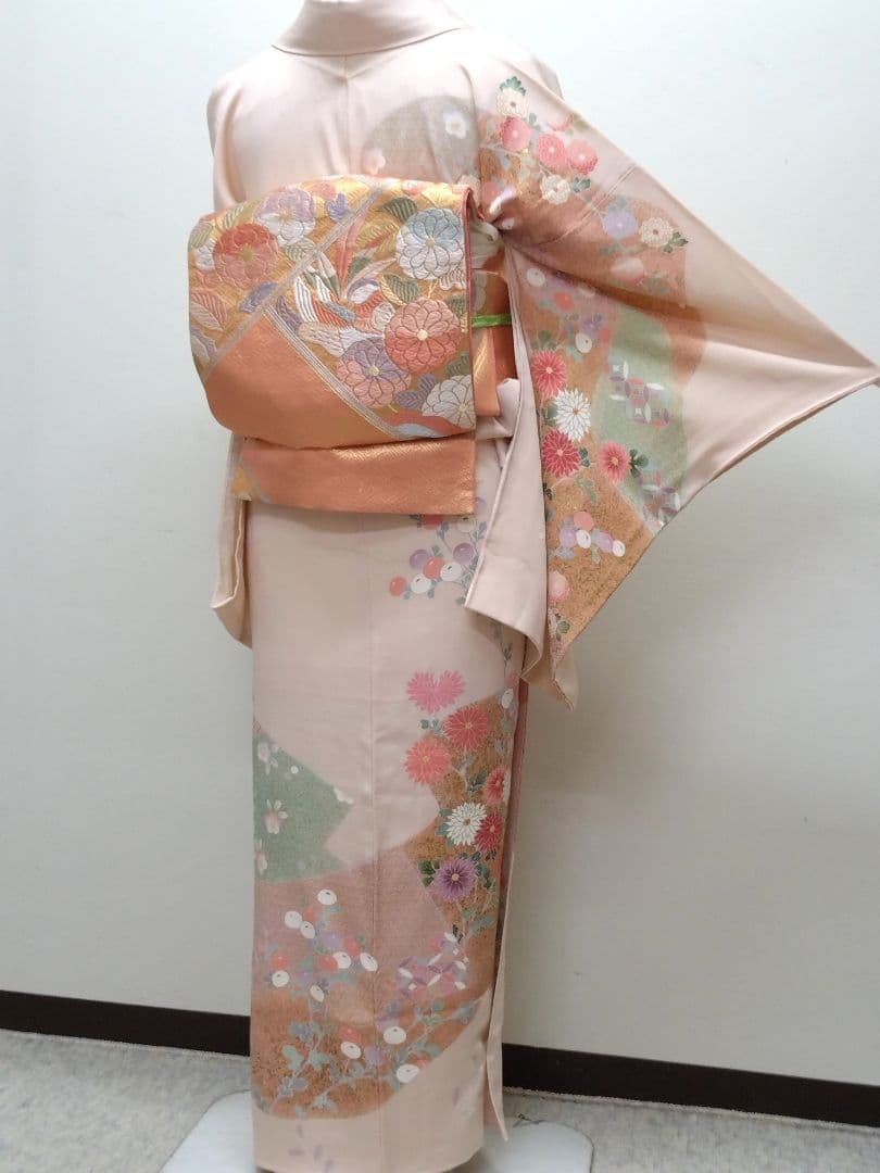 949　半額セール　薄ピンク系　作家もの　友禅訪問着　4点フルセット