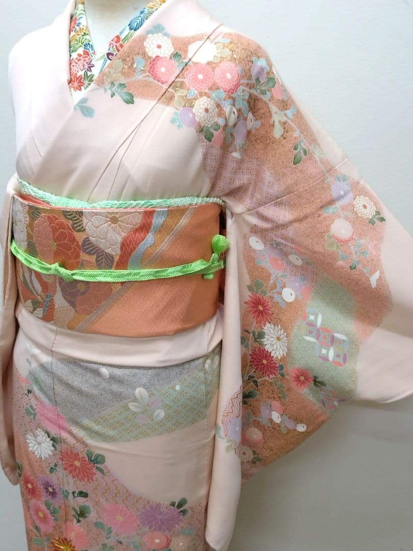 949　半額セール　薄ピンク系　作家もの　友禅訪問着　4点フルセット
